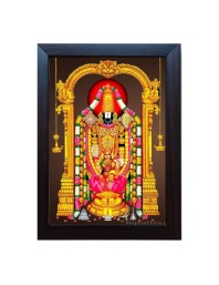 Hitech Divinity Eternity Spirituality Venkateswara Swami Tirupati Balaji Hrudhya Lakshmi Devi photo frame for Wall, Temple, Outdoor Spaces Home Decor, gifts (Pvc Frame and Front - Glass, 8 x 6 inch)