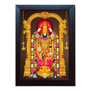 Hitech Divinity Eternity Spirituality Venkateswara Swami Tirupati Balaji Hrudhya Lakshmi Devi photo frame for Wall, Temple, Outdoor Spaces Home Decor, gifts (Pvc Frame and Front - Glass, 8 x 6 inch)