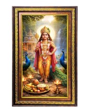 Lord Murugan Digital Golden Balck Color Photo Frame | Hindu Religious Wall Decor | 16x22 Inches - Inspirational Wall Art For Office, Home Decor - Ideal Spiritual Gift (F16484)