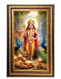 Lord Murugan Digital Golden Balck Color Photo Frame | Hindu Religious Wall Decor | 14x20 Inches - Inspirational Wall Art For Office, Home Decor - Ideal Spiritual Gift (F16484)