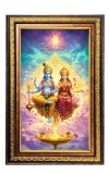 Lord Vishnu Lakshmi Digital Golden Balck Color Photo Frame | Hindu Religious Wall Decor | 16x22 Inches - Inspirational Wall Art For Office, Home Decor - Ideal Spiritual Gift (F16716)