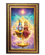 Lord Vishnu Lakshmi Digital Golden Balck Color Photo Frame | Hindu Religious Wall Decor | 10x16 Inches - Inspirational Wall Art For Office, Home Decor - Ideal Spiritual Gift (F16716)