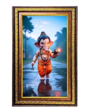 Lord Ganesha Digital Golden Balck Color Photo Frame | Hindu Religious Wall Decor | 10x16 Inches - Inspirational Wall Art For Office, Home Decor - Ideal Spiritual Gift (F16829)