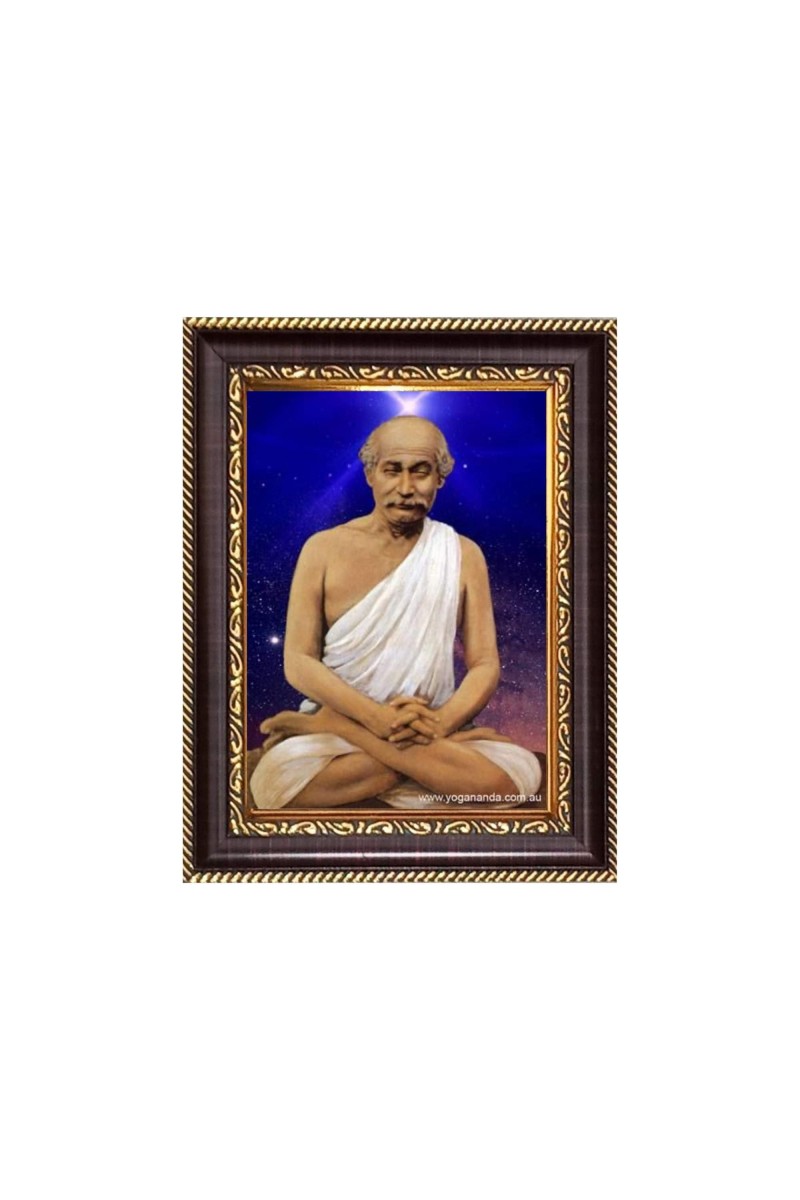 Sri Yogi Raj Shyamacharan Lahiri Digital Print Photo 6.7x8.7 inches - Vibrant Religious Wall Art for Home, Office and Temple Decor.
