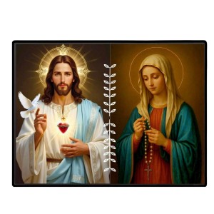 Jesus Virgin Mary Laminated Photo - 11x13 Inches, Divine Blessings For Home & Office And Temple Decoration (F16222)