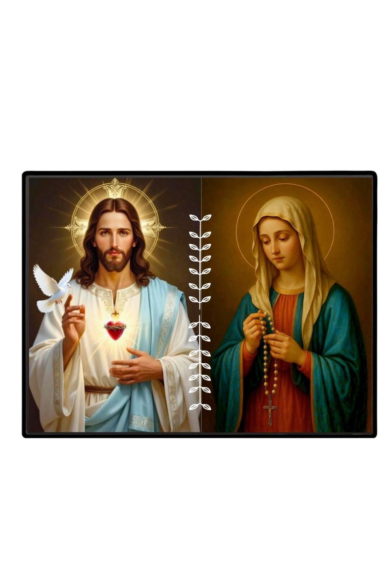 Jesus Virgin Mary Laminated Photo - 7x9 Inches, Divine Blessings For Home & Office And Temple Decoration (F16222)