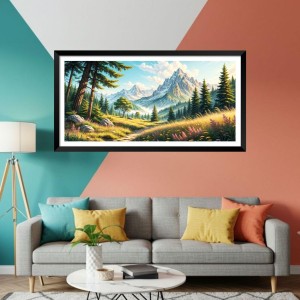 Nature Landscape Floating Frame Scenery Digital Print - (I5672) - 12x24 inch Modern Nature Wall Art for Living Room, Bedroom, Office, Hotels, Drawing Room
