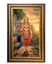 Lord Murugan Digital Golden Balck Color Photo Frame | Hindu Religious Wall Decor | 16x22 Inches - Inspirational Wall Art For Office, Home Decor - Ideal Spiritual Gift (F16469)