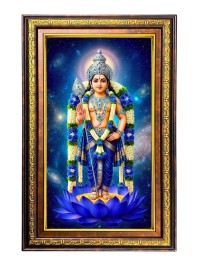 Lord Karthikeya Digital Golden Balck Color Photo Frame | Hindu Religious Wall Decor | 12x18 Inches - Inspirational Wall Art For Office, Home Decor - Ideal Spiritual Gift (F16959)