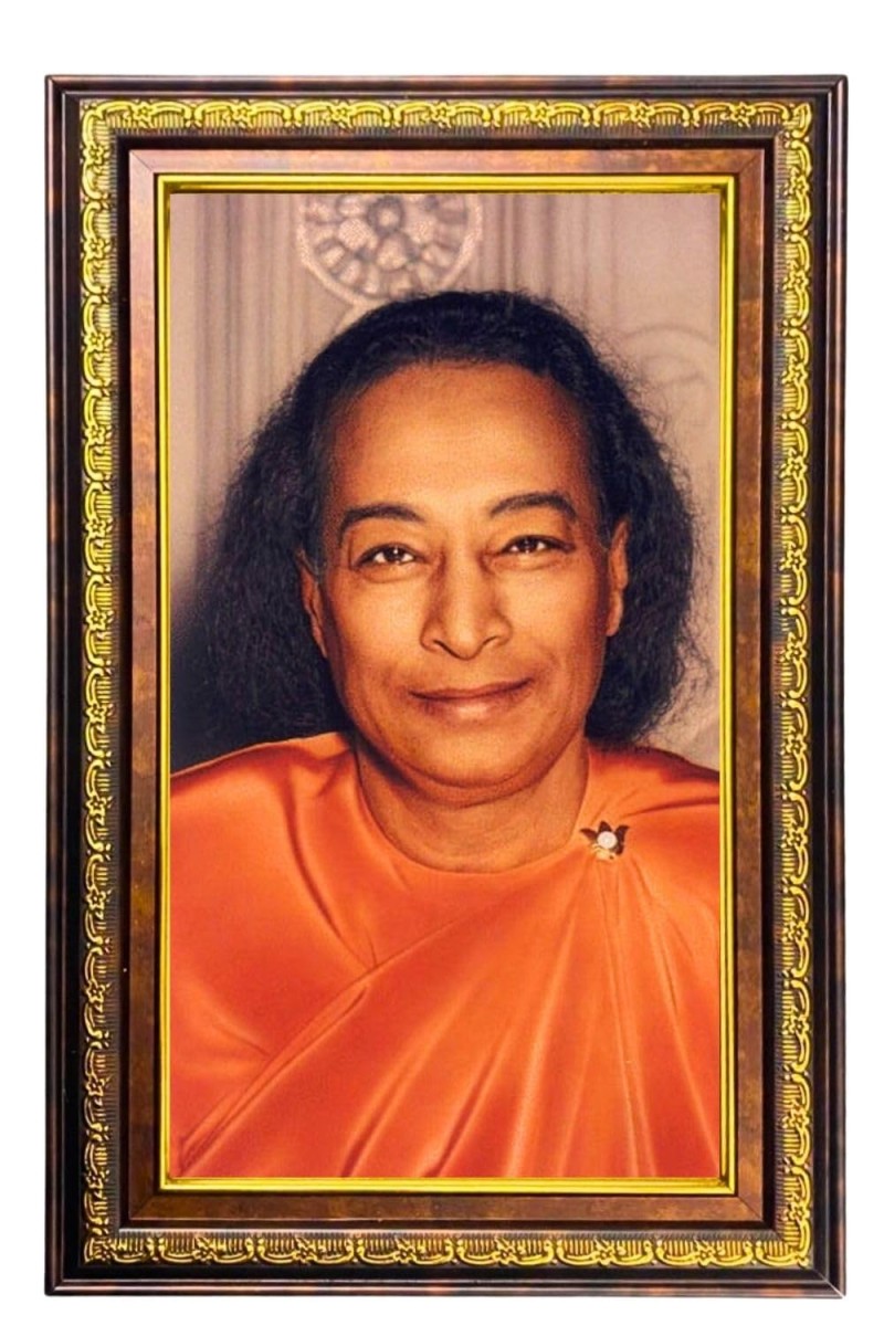 Paramahamsa Yogananda Digital Golden Balck Color Photo Frame | Hindu Religious Wall Decor | 10x16 Inches - Inspirational Wall Art For Office, Home Decor - Ideal Spiritual Gift (F16625)