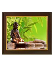 Hitech Sales little Lord Goutam Buddha Sopis theme ai Photo with Beautiful 12X10 in synthetic Wood Frame With Glass Tabletop Wallmount display for Home office decor Gift for all occations