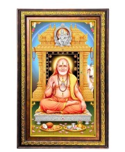 Raghavendra Swami Digital Golden Balck Color Photo Frame | Hindu Religious Wall Decor | 16x22 Inches - Inspirational Wall Art For Office, Home Decor - Ideal Spiritual Gift (F16784)
