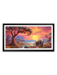 Nature Landscape Floating Frame Scenery Digital Print - (I5570) - 24x48 inch Modern Nature Wall Art for Living Room, Bedroom, Office, Hotels, Drawing Room