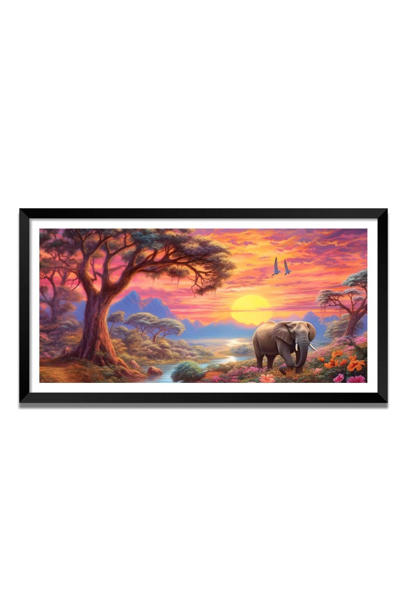 Nature Landscape Floating Frame Scenery Digital Print - (I5570) - 24x48 inch Modern Nature Wall Art for Living Room, Bedroom, Office, Hotels, Drawing Room