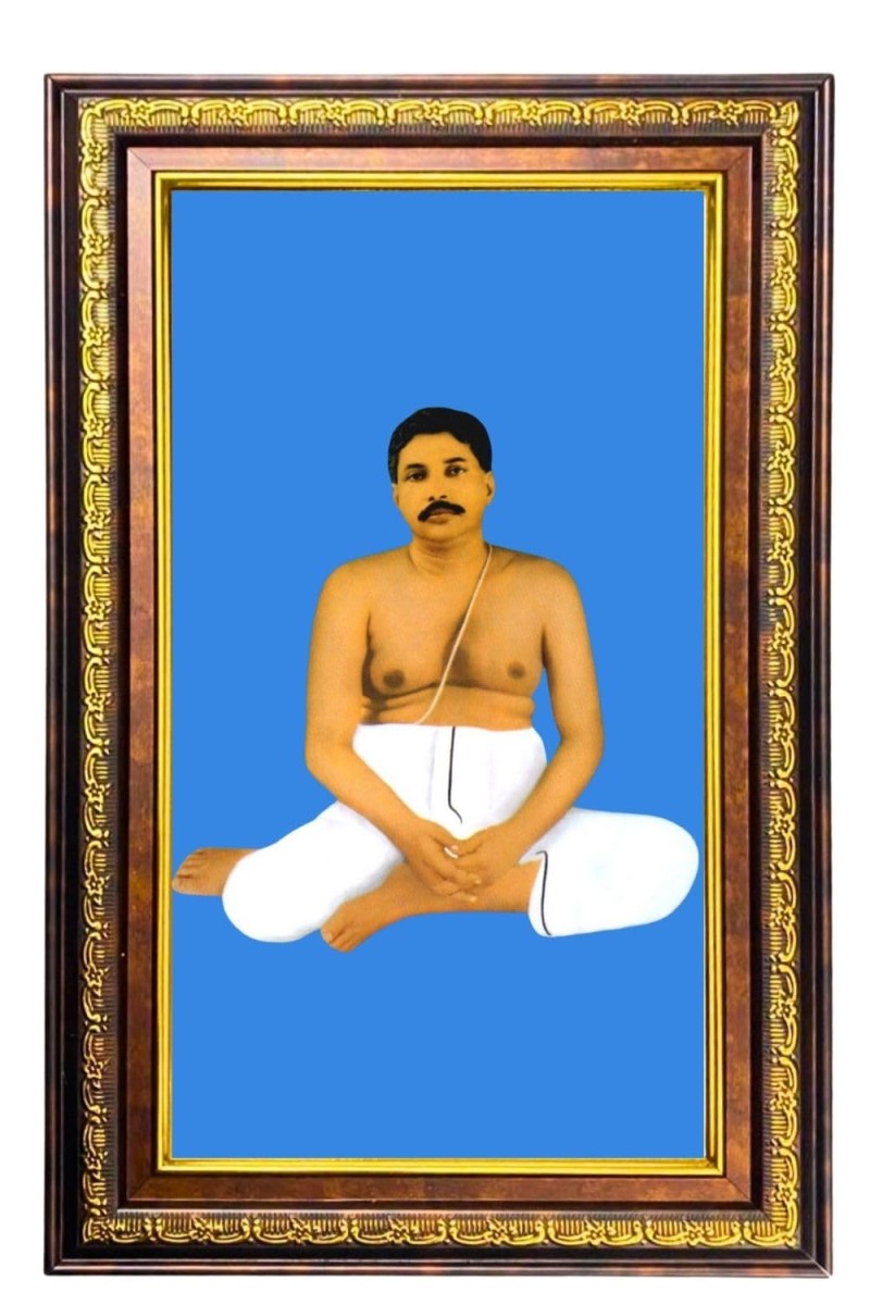 Sri Sri Thakur Anukul Digital Golden Balck Color Photo Frame | Hindu Religious Wall Decor | 18x24 Inches - Inspirational Wall Art For Office, Home Decor - Ideal Spiritual Gift (F16673)