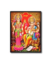 Lakshmi & Ganesh Laminated Photo - 5x7 Inches, Divine Blessings for Home & Office and Temple Decoration