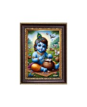 Baby Krishna Digital Print Photo 10.7x12.7 inches - Vibrant Religious Wall Art for Home or Office Decor.