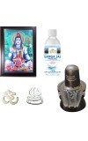 Combo of Lord Shiva with Shivling LED Photo Frame 12x18 Inch | Includes 2 Tilak Stamps, 200 ML Ganga Jal & 3-Inch Lord Shiva Shivalingam Murti