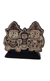 HiTechMart Wooden Jagannath Balabhadra Subhadra Idol on Stand – Handcrafted Decorative Statue for Car Dashboard, Home Mandir & Office Table – Spiritual Hindu Gift & Temple Decor