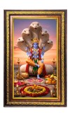 Lord Vishnu Digital Golden Balck Color Photo Frame | Hindu Religious Wall Decor | 14x20 Inches - Inspirational Wall Art For Office, Home Decor - Ideal Spiritual Gift (F16867)