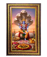 Lord Vishnu Digital Golden Balck Color Photo Frame | Hindu Religious Wall Decor | 18x24 Inches - Inspirational Wall Art For Office, Home Decor - Ideal Spiritual Gift (F16867)
