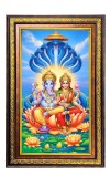 Lord Ganesha And Lakshmi Digital Golden Balck Color Photo Frame | Hindu Religious Wall Decor | 16x22 Inches - Inspirational Wall Art For Office, Home Decor - Ideal Spiritual Gift (F16808)
