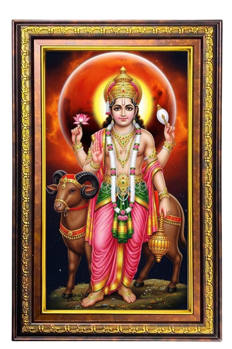 Lord Vishnu Digital Golden Balck Color Photo Frame | Hindu Religious Wall Decor | 18x24 Inches - Inspirational Wall Art For Office, Home Decor - Ideal Spiritual Gift (F16921)