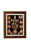 Hitech Sales Tirupati Balaji with Ashta Lakshmi Photo Frame for Pooja Room, Temple Decor, Home Decoration and Gift (Wall and Tabletop, Rectangular, Printed Photo, 12 x 14 inches Frame, Brown)