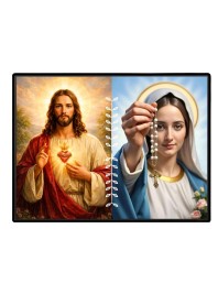 Jesus Christ - Our Lady Of Rosary Laminated Photo - 11x13 Inches, Divine Blessings For Home & Office And Temple Decoration (F16280)