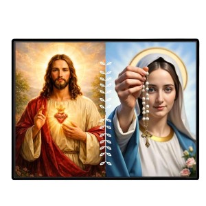Jesus Christ - Our Lady Of Rosary Laminated Photo - 11x13 Inches, Divine Blessings For Home & Office And Temple Decoration (F16280)