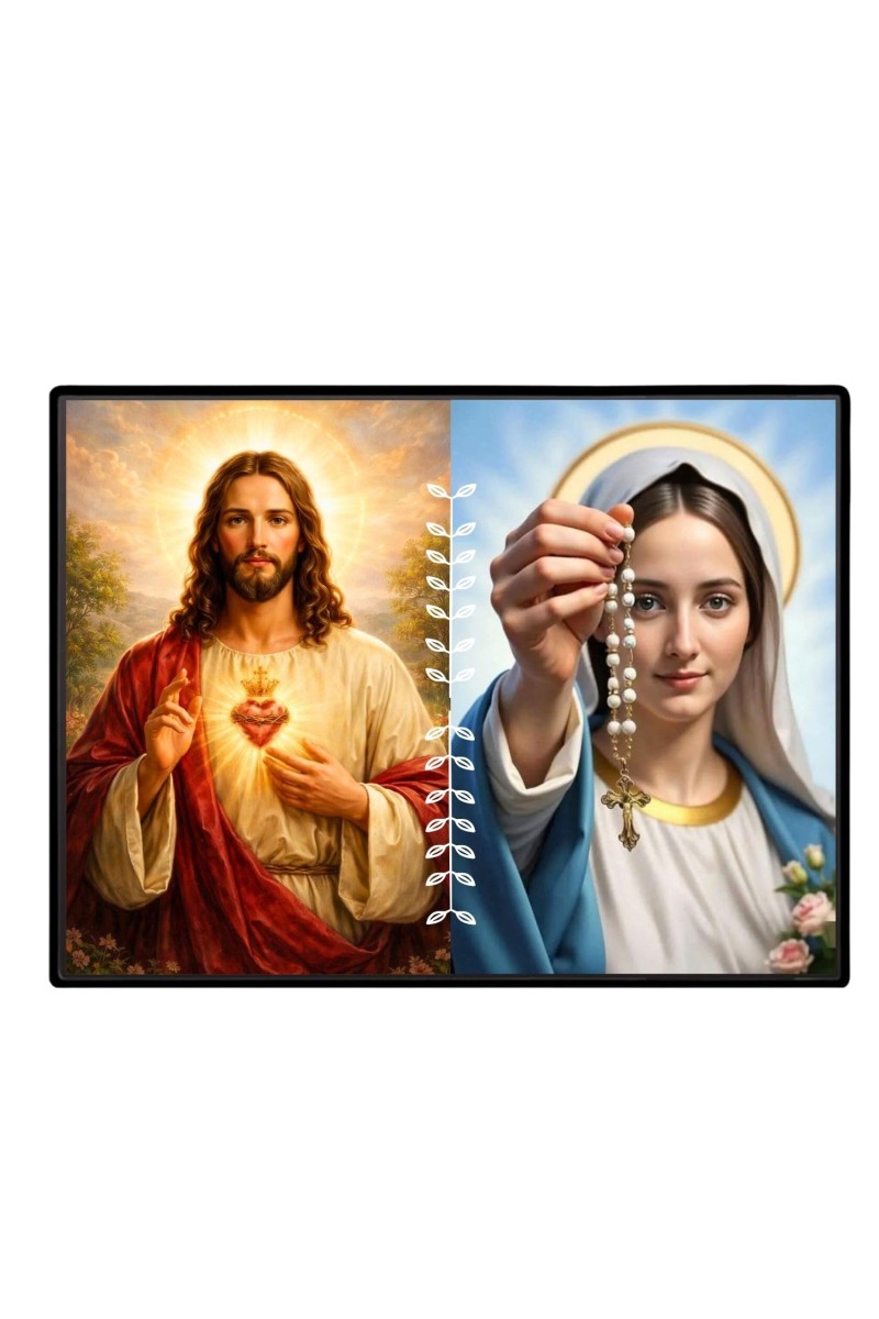 Jesus Christ - Our Lady Of Rosary Laminated Photo - 5x7 Inches, Divine Blessings For Home & Office And Temple Decoration (F16280)