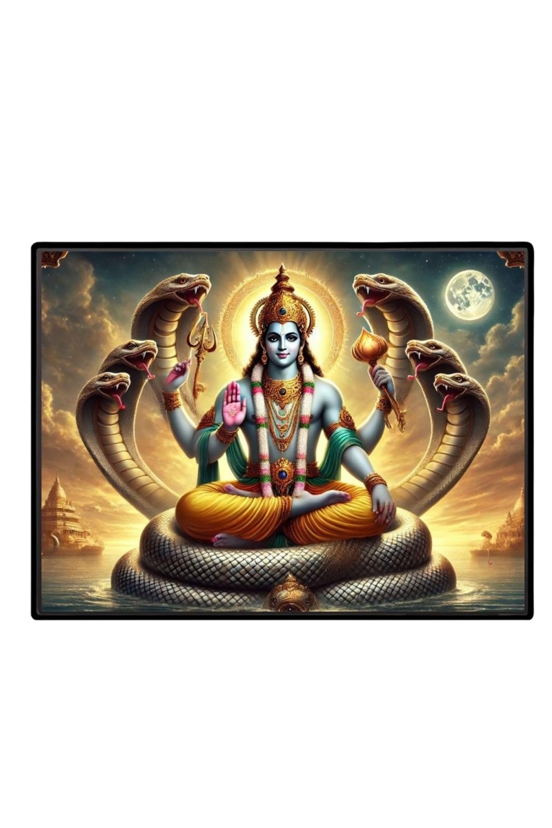 Lord Vishnu Laminated Photo - 13x15 Inches, Divine Blessings For Home & Office And Temple Decoration (F16061)