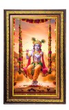 Lord Krishna Digital Golden Balck Color Photo Frame | Hindu Religious Wall Decor | 18x24 Inches - Inspirational Wall Art For Office, Home Decor - Ideal Spiritual Gift (F16931)