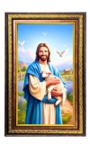 Lord Jesus Digital Golden Balck Color Photo Frame | Hindu Religious Wall Decor | 12x18 Inches - Inspirational Wall Art For Office, Home Decor - Ideal Spiritual Gift (F16734)
