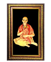 Sri Chaitanya Mahaprabhu Digital Golden Balck Color Photo Frame | Hindu Religious Wall Decor | 12x18 Inches - Inspirational Wall Art For Office, Home Decor - Ideal Spiritual Gift (F16696)