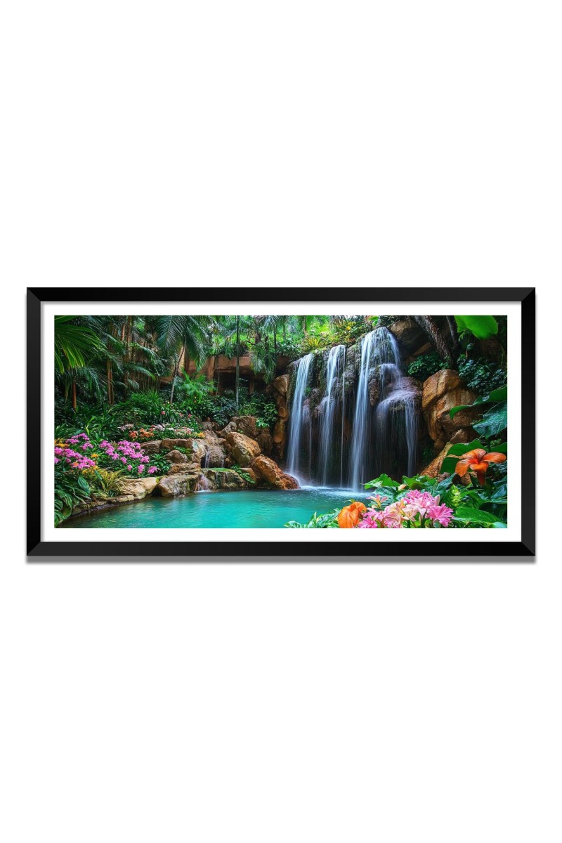 Nature Landscape Floating Frame Scenery Digital Print - (I5793) - 24x48 inch Modern Nature Wall Art for Living Room, Bedroom, Office, Hotels, Drawing Room