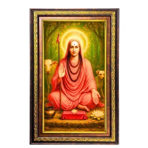 Adhi Shankarcharya Digital Golden Balck Color Photo Frame | Hindu Religious Wall Decor | 14x20 Inches - Inspirational Wall Art For Office, Home Decor - Ideal Spiritual Gift (F16939)