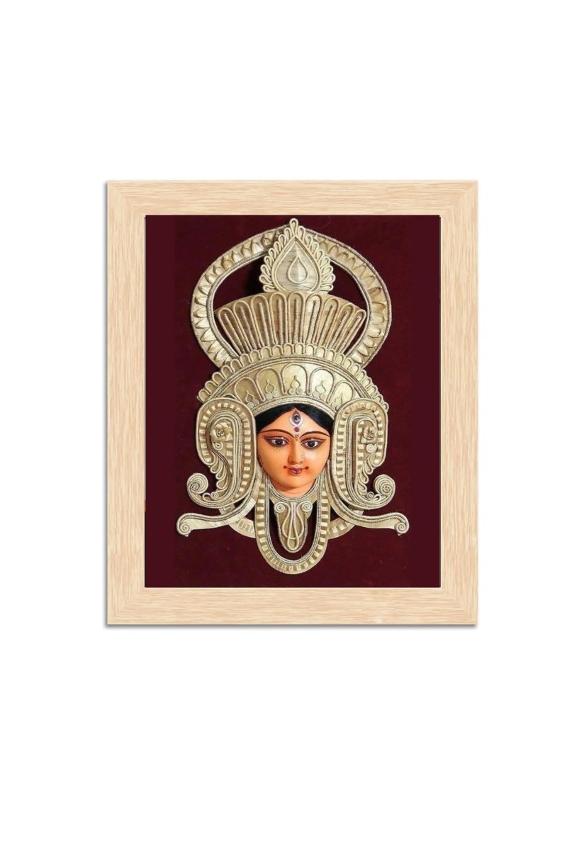 Maa Durga Colored Photo | Hindu Goddess Wall Art for Home & Temple Decoration|Sacred Religious Wall Hanging for Pooja Rooms