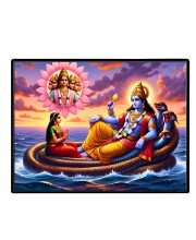 Lord Vishnu Laminated Photo - 7x9 Inches, Divine Blessings For Home & Office And Temple Decoration (F16120)
