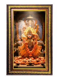 Lord Hanuman Digital Golden Balck Color Photo Frame | Hindu Religious Wall Decor | 12x18 Inches - Inspirational Wall Art For Office, Home Decor - Ideal Spiritual Gift (F16564)