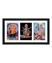 Sri Sri Biswakarma, Maa Kali, Prabhu Ram, Mata Sita and Bajrangbali three colored Photos in One Frame | Spiritual Devotional Wall Art | Photos for puja room, wall and table top