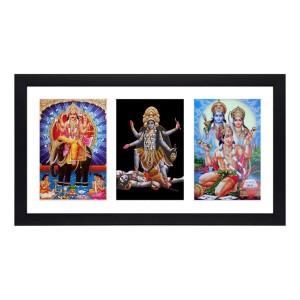 Sri Sri Biswakarma, Maa Kali, Prabhu Ram, Mata Sita and Bajrangbali three colored Photos in One Frame | Spiritual Devotional Wall Art | Photos for puja room, wall and table top
