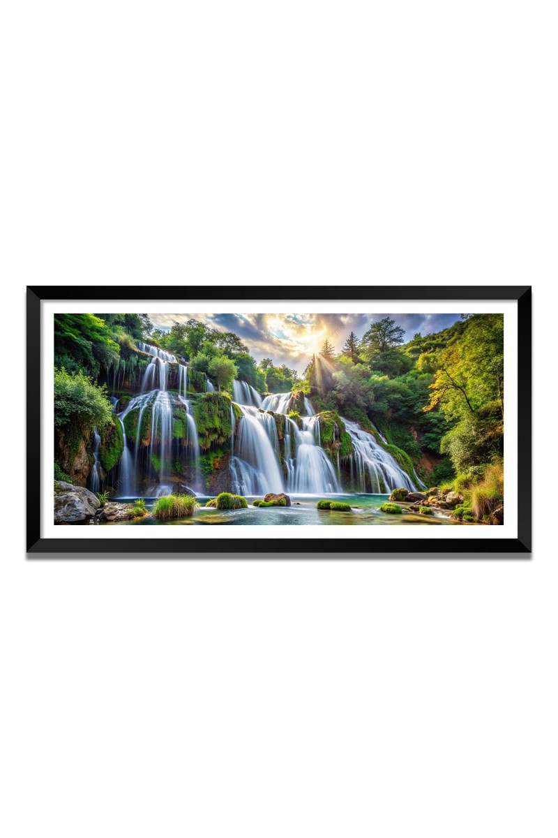 Nature Landscape Floating Frame Scenery Digital Print - (I5762) - 24x48 inch Modern Nature Wall Art for Living Room, Bedroom, Office, Hotels, Drawing Room