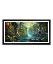 Nature Landscape Floating Frame Scenery Digital Print - (I5796) - 12x24 inch Modern Nature Wall Art for Living Room, Bedroom, Office, Hotels, Drawing Room