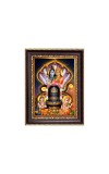Shiv Lingam With Lord Shiva, Maa Parvati Devi, Sri Ganeshji and Kartike Digital Print Photo 6.7x8.7 inches - Vibrant Religious Wall Art for Home, Office and Temple Decor.