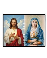 Jesus And Immaculate Heart Of Mary Laminated Photo - 5x7 Inches, Divine Blessings For Home & Office And Temple Decoration (F16194)