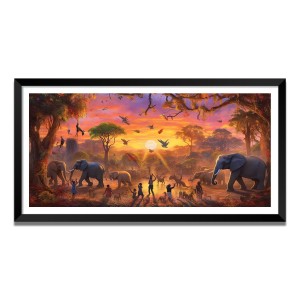 Nature Landscape Floating Frame Scenery Digital Print - (I5632) - 18x36 inch Modern Nature Wall Art for Living Room, Bedroom, Office, Hotels, Drawing Room