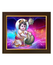 Hitech Sales lord little Krishna stealing butter from butter pot theme ai Photo with Beautiful 12X10 for Home, office decor Gift for all occations