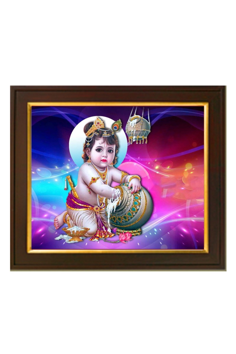 Hitech Sales lord little Krishna stealing butter from butter pot theme ai Photo with Beautiful 12X10 for Home, office decor Gift for all occations