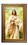 Lord Jesus Digital Golden Balck Color Photo Frame | Hindu Religious Wall Decor | 10x16 Inches - Inspirational Wall Art For Office, Home Decor - Ideal Spiritual Gift (F16741)